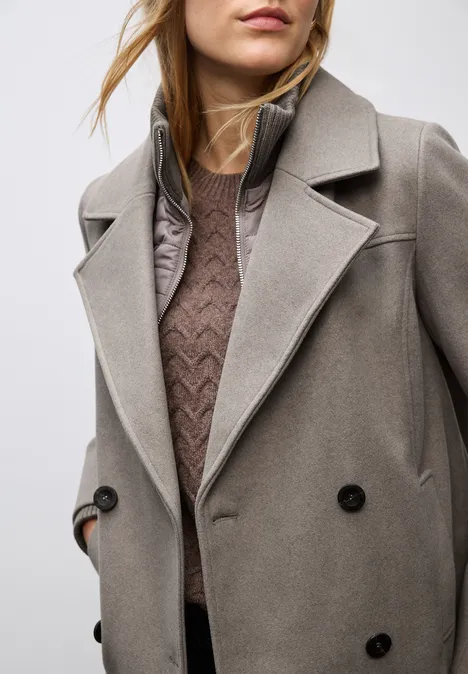 Cabanjacke mit Inlay Sandy Mocca Mel.