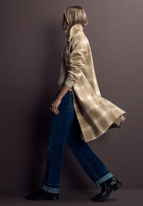 Manteau à carreaux à revers reef sand