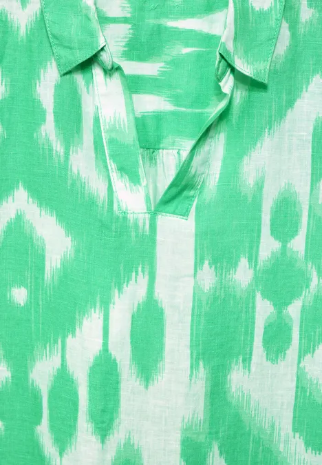 Print Leinen Kleid soft grass green