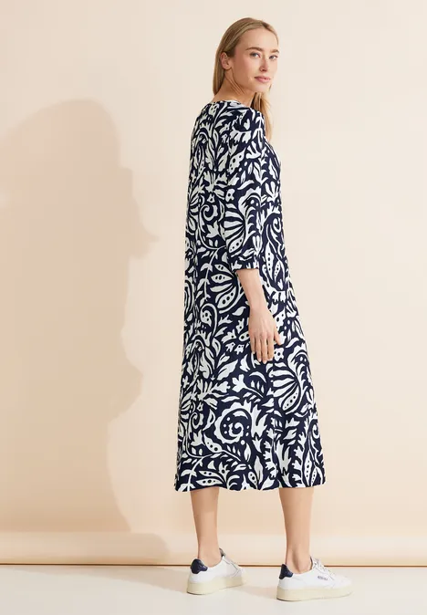 Jurk met bloemenpatroon deep blue