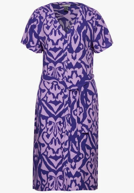 Viscose jurk met print intense royal blue