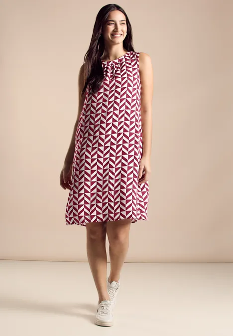 Print Kleid ärmellos Mahogany Red