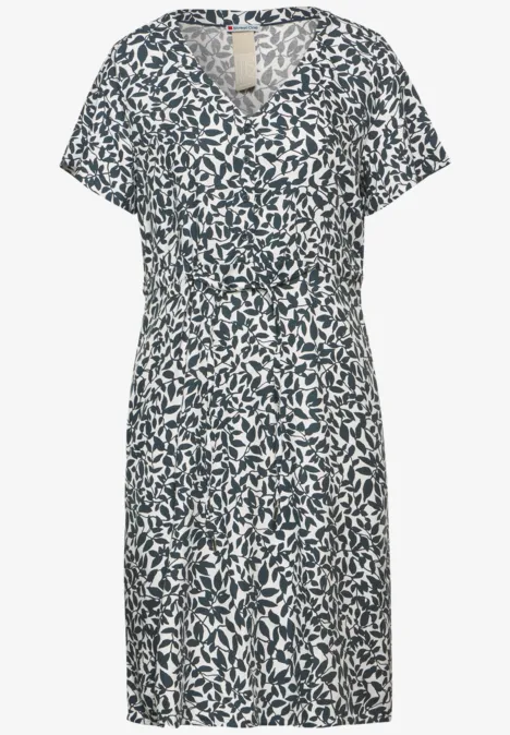 Knielanges Kleid mit Print cool vintage green