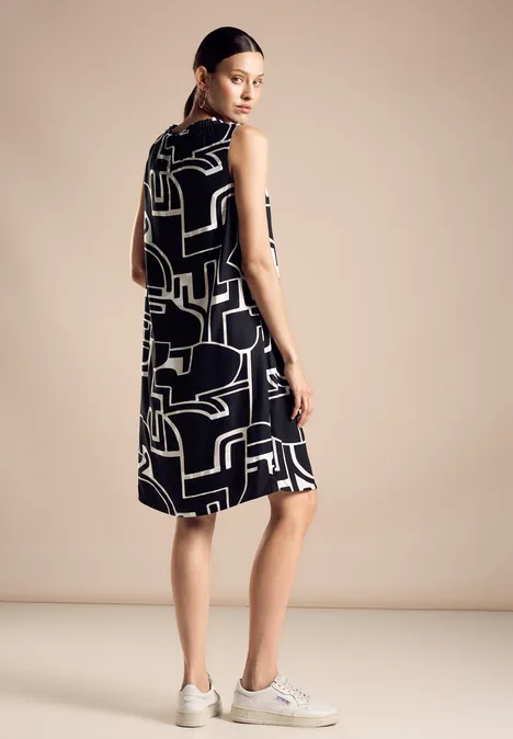 Ärmelloses Print Kleid Black