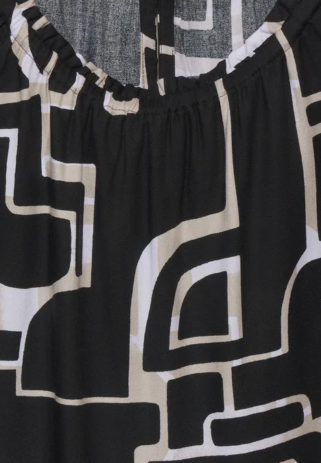 Ärmelloses Print Kleid Black