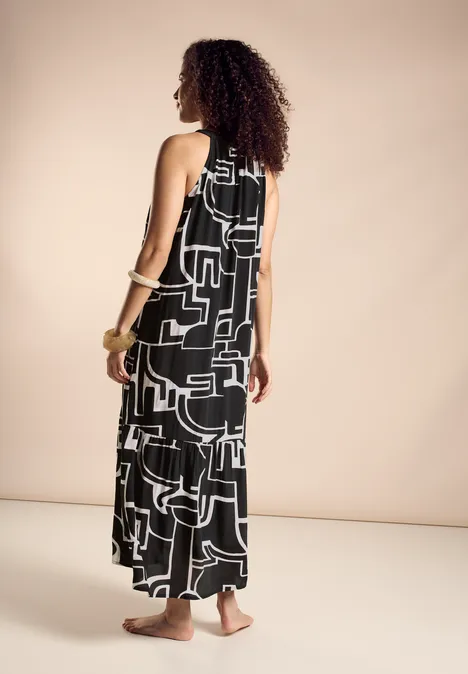 Maxikleid mit Print Black