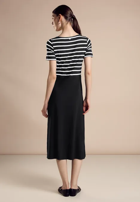 Gestreiftes Midikleid Black