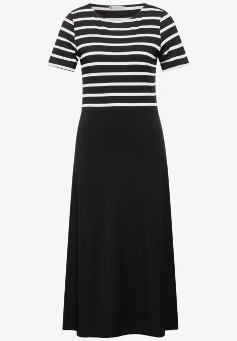 Gestreepte midi-jurk Black