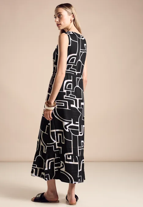 Maxikleid mit Print Black