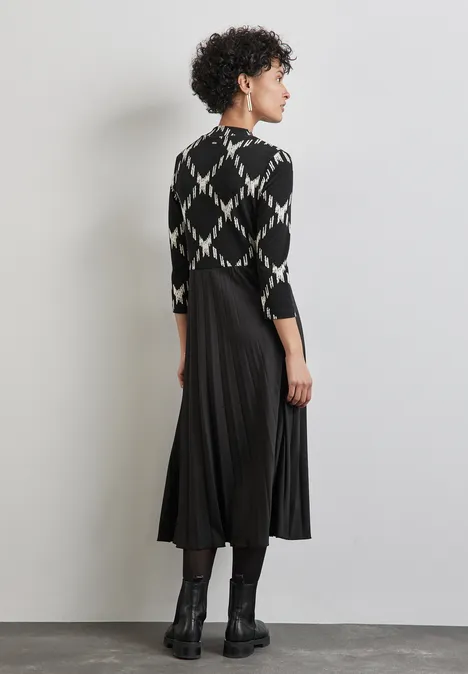 Gemustertes Midi-Kleid Black