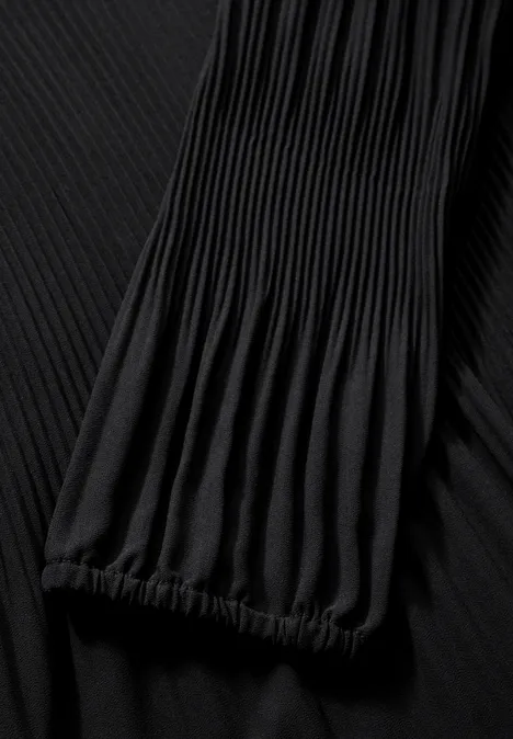 Plissée-Kleid mit Schleife Black
