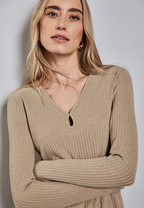 Rippstrick-Kleid honey sand mel.