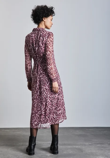 Gedessineerde chiffon jurk mulberry red