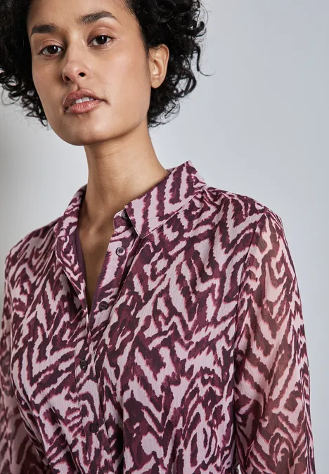 Gedessineerde chiffon jurk mulberry red