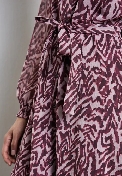 Gedessineerde chiffon jurk mulberry red