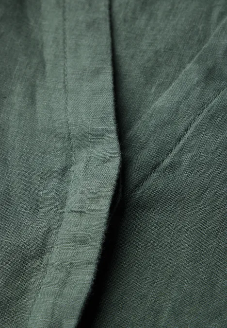 Leinen-Kleid mit Volants garden green