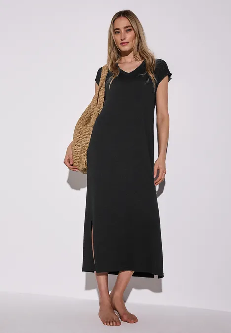 Strick-Look Kleid Black