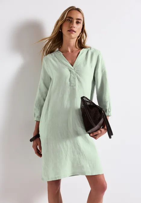 Tunika-Kleid aus Leinen soft jade green