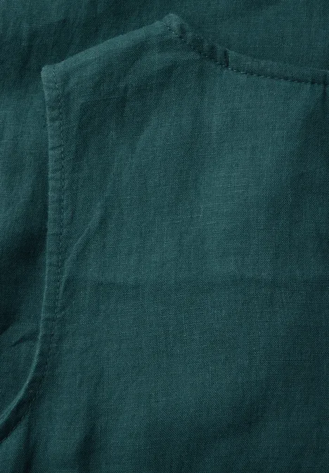 Volant-Kleid aus Leinen dark garden green