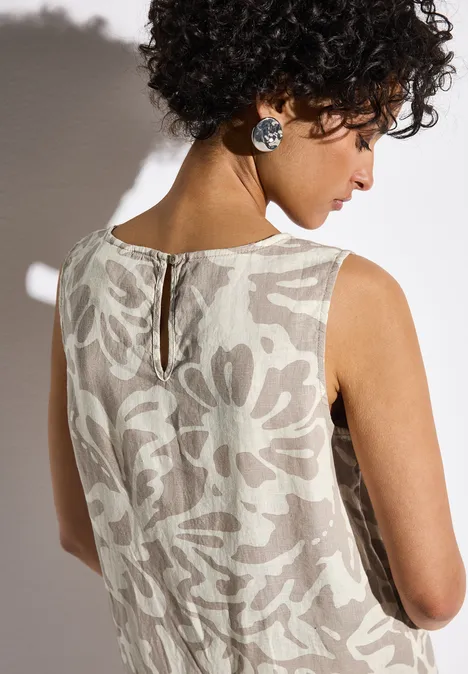 Gemustertes Leinen-Kleid dark moonstone sand