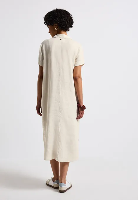 Kurzarmkleid aus Leinen moonstone sand