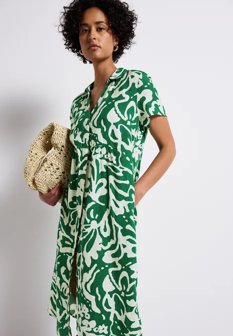 Gemustertes Leinenkleid glowing green