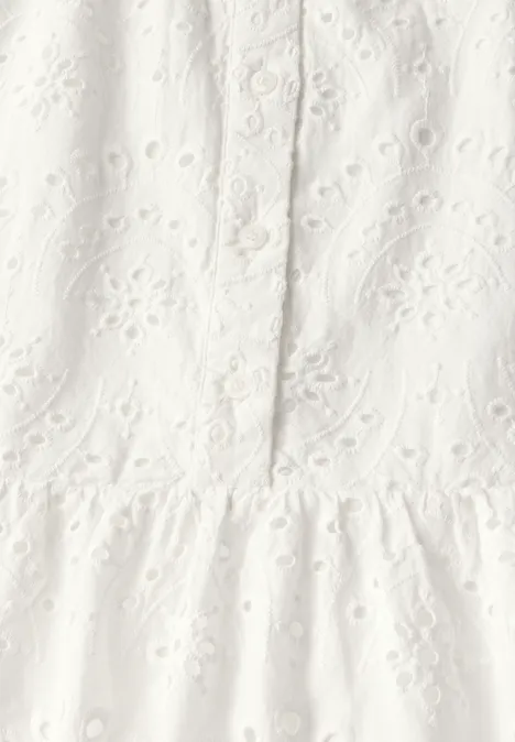 Kleid mit Lochstickerei off white