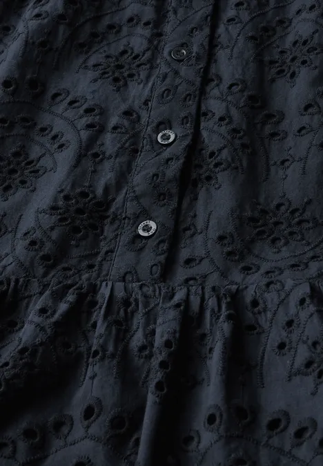 Kleid mit Lochstickerei deep blue