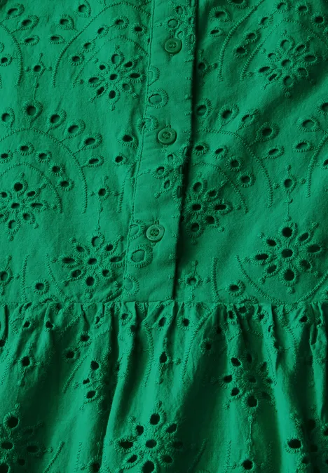 Kleid mit Lochstickerei glowing green