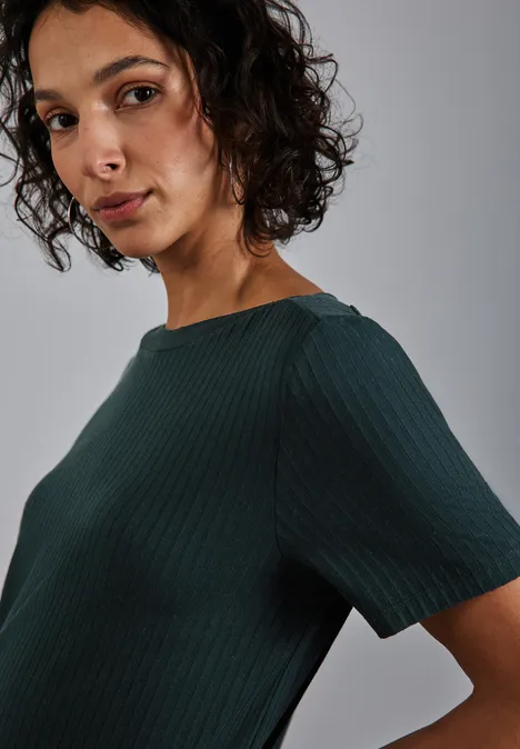 Kleid mit Rippstruktur hunter green Kleid mit Rippstruktur hunter green