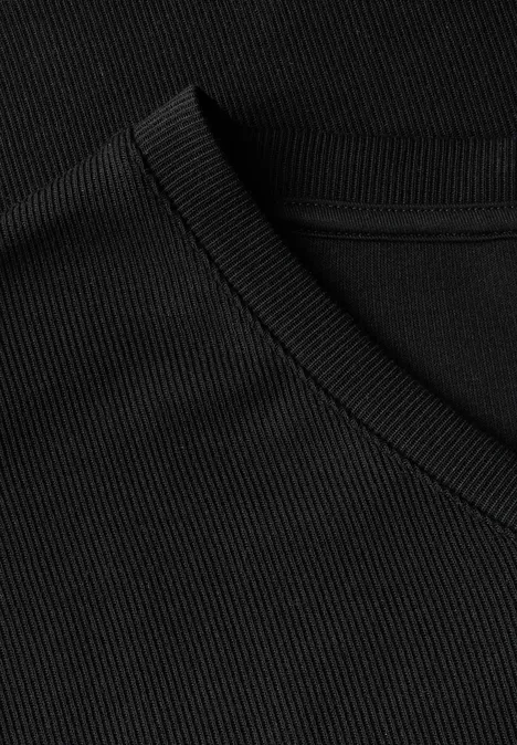 Kleid mit Rippstruktur Black