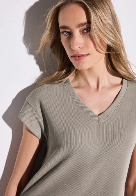 Kleid mit Rippstruktur vintage stone