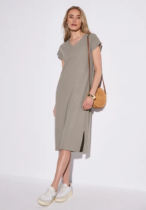 Kleid mit Rippstruktur vintage stone
