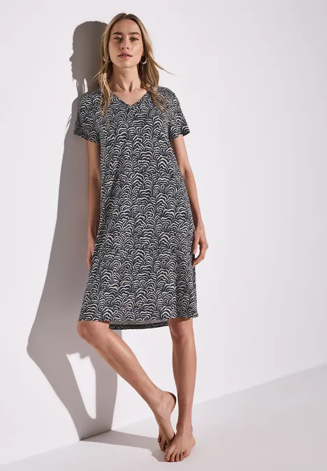 Gemustertes Jersey-Kleid deep blue