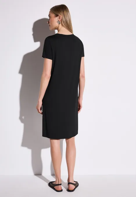 Jersey-Kleid in Unifarbe Black