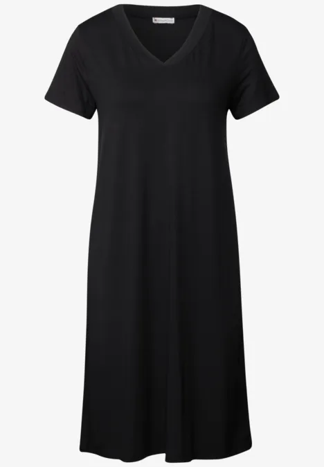Jersey-Kleid in Unifarbe Black