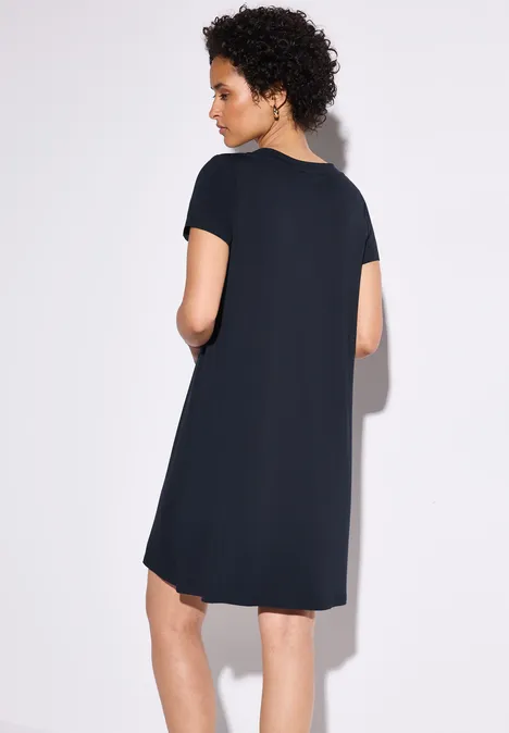 Jersey-Kleid in Unifarbe deep blue