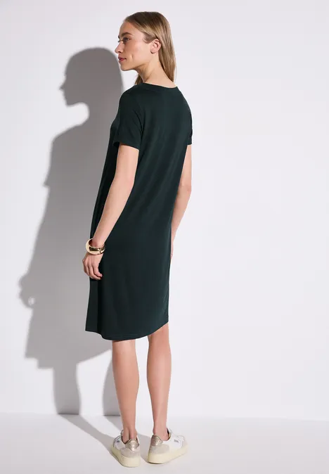 Jersey-Kleid in Unifarbe hunter green