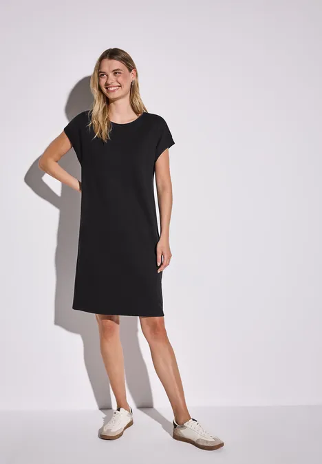 Jersey-Kleid in Unifarbe Black