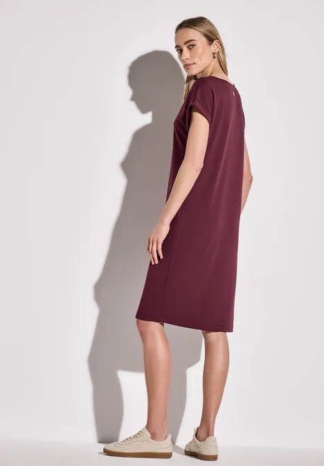 Jersey-Kleid in Unifarbe dark cherry red