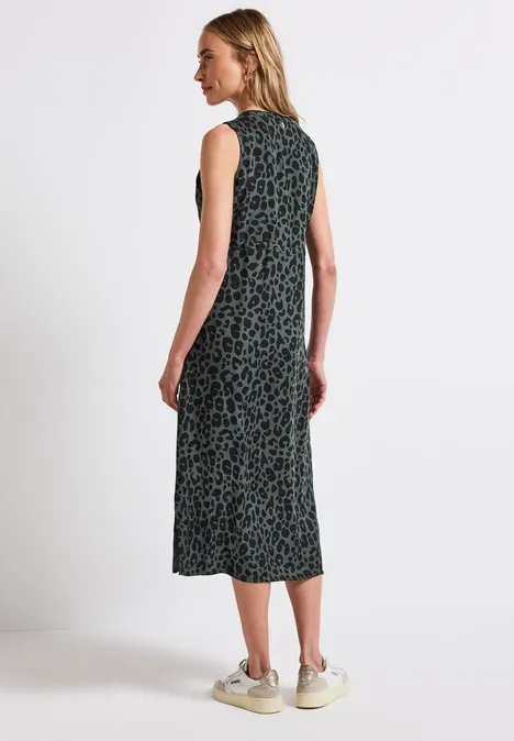 Gemustertes Midi-Kleid mid green