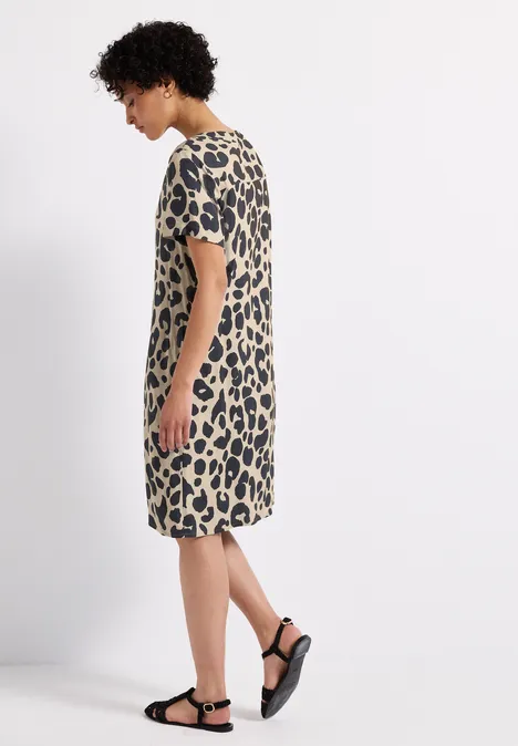 Gemustertes Twill-Kleid coastal beige
