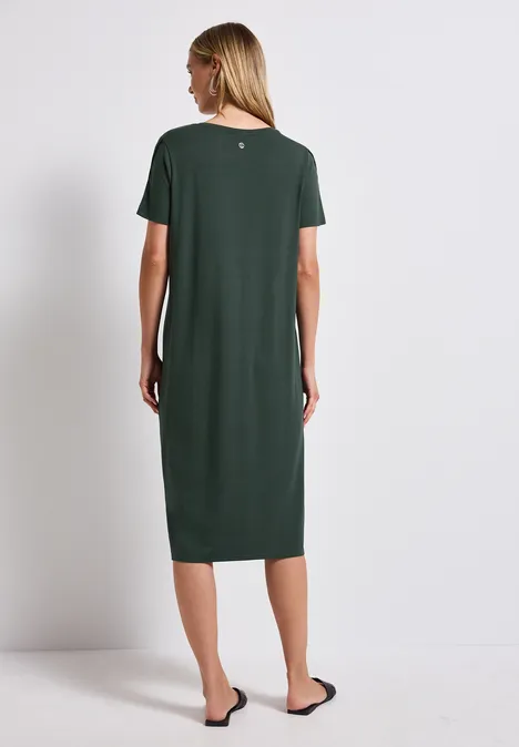 Kleid mit Schlitzdetail mid green