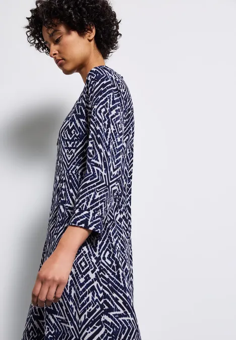 Gemustertes Midikleid deep blue