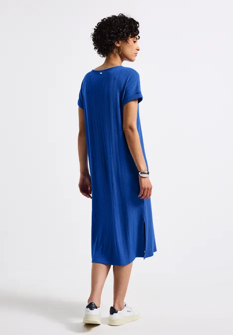 Kleid mit Rippstruktur dodger blue