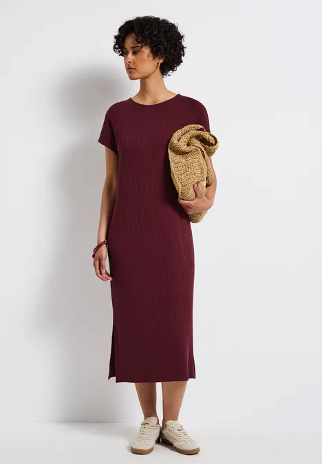 Kleid mit Rippstruktur dark cherry red