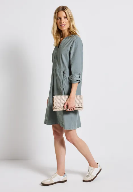 Cordkleid mit Split Neck washed blue