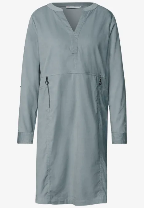 Cordkleid mit Split Neck washed blue