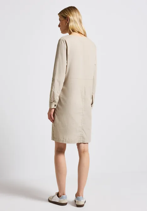 Cordkleid mit Split Neck malted beige