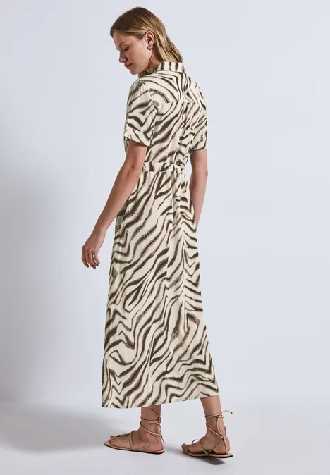 Gemustertes Blusenkleid tumbled beige